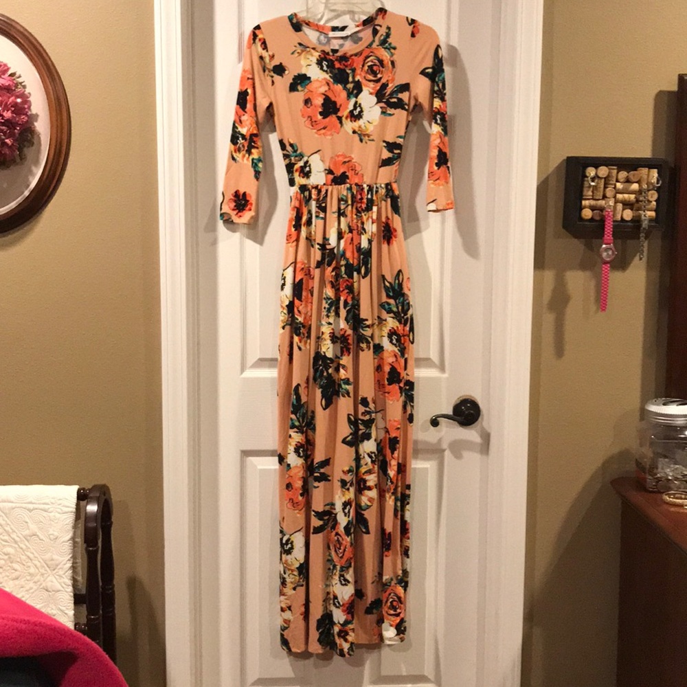 Peach floral maxi dress